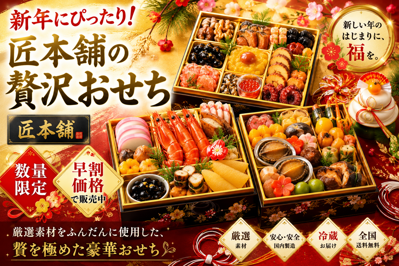 ✨豪華おせち販売スタート🎍✨ – 匠本舗　広告