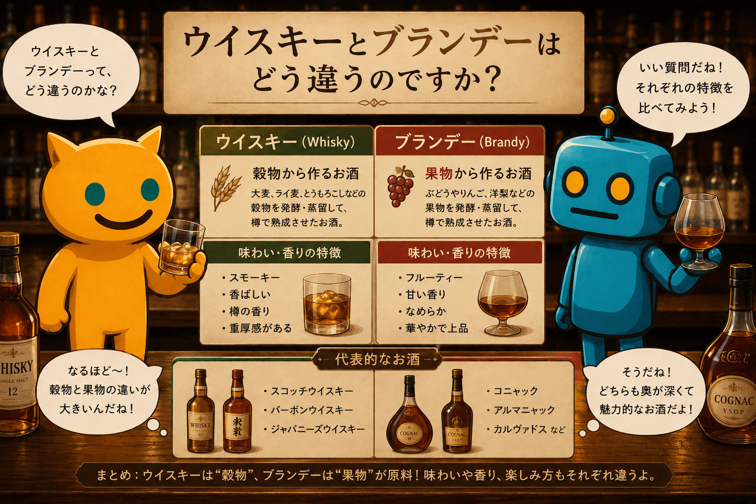 ウイスキーとブランデーはどう違うのですか？